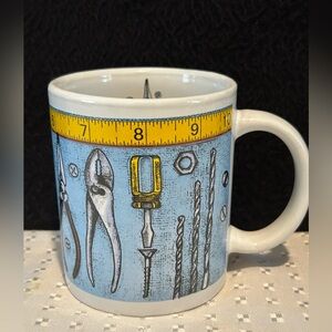 Lang & Wise Measure Twice Cut Once Mug Carpenter Tools Coffee Cup Blue